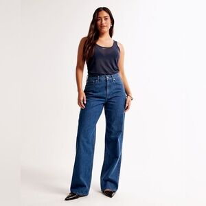 Abercrombie and Fitch Curve Love High Rise Loose Jean in Dark Pinstripe size 29